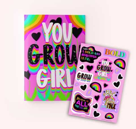 Grow Girl Journal and Sticker Set
