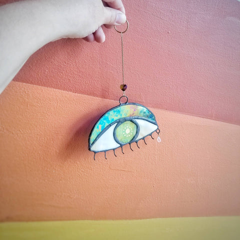 Stained Glass - Eye ❤ U small hanging (colors vary)