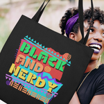 BLACK AND NERDY MULTICOLORED TOTE BAG