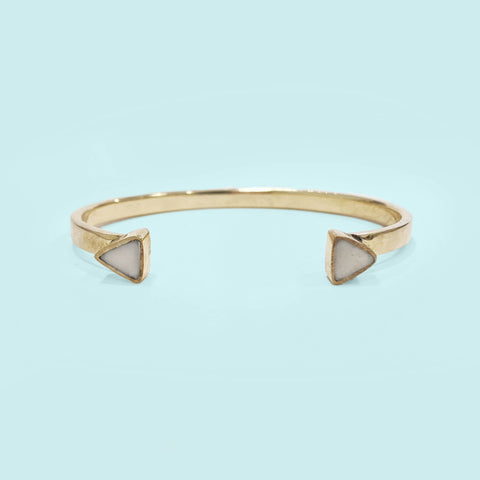 Triangle Cuff in White - Recycled Brass