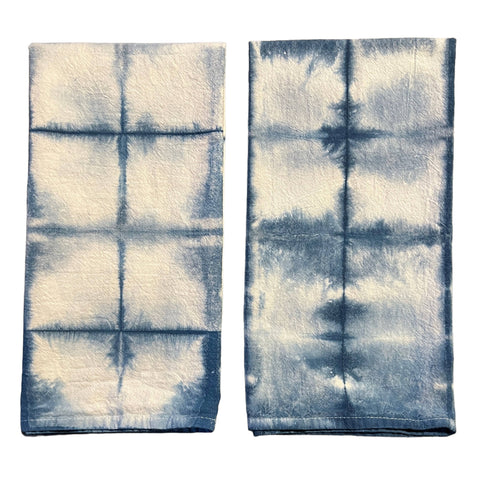 Organic Cotton Indigo Dyed Shibori Tea Towel Squares