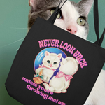 NEVER LOOK BACK TOTE BAG