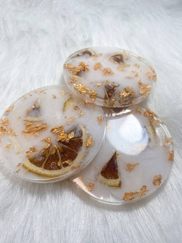Dried Circle Lemon Coaster (Set of 3), Gold Foil Coaster