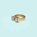 Geo Ring in White - Recycled Brass